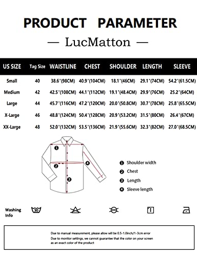 Lucmatton Men's Stylish Stretch Wrinkle-Free Dress Shirt Formal Long Sleeve Slim Fit Button Down Shirts For Wedding Party Teal X-Large #TOP6