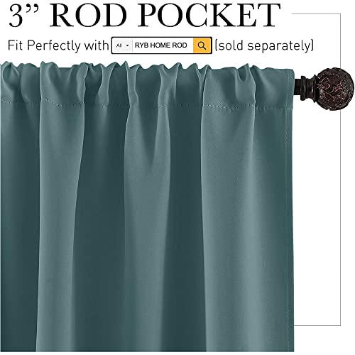 RYB HOME Kitchen Curtains Room Darkening Privacy Small Window Curtains for Bedroom Bathroom Basement RV Camper Cafe, Wide 29 inches x Long 30 inches, Teal Blue, 2 Panels