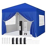 Yaheetech 12x12 Pop Up Canopy with 4 Removable Sidewalls, Portable Enclosed Instant Tent, Waterproof Outdoor Tent, Beach Sun Shelter with 4 Sandbags, 12 Stakes & 4 Ropes, Blue