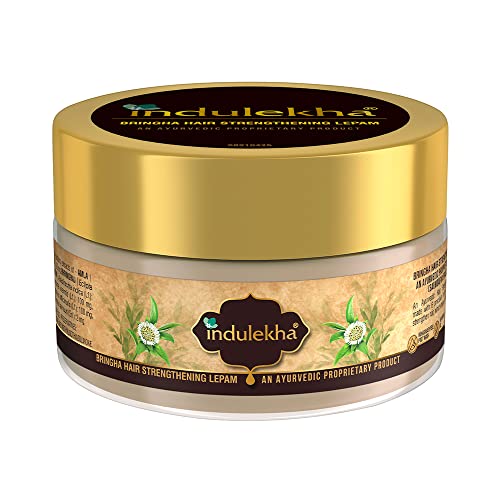 Indulekha Bringha Hair Mask, Reduces Hairfall, Strengthens Hair. Contains Bringharaj, Amla, Henna, Rosemary Oil to nourish & stregthen hair. No Synthetic Colour & Fragrance. Non Greasy feel post wash. For all hair types, 200ml