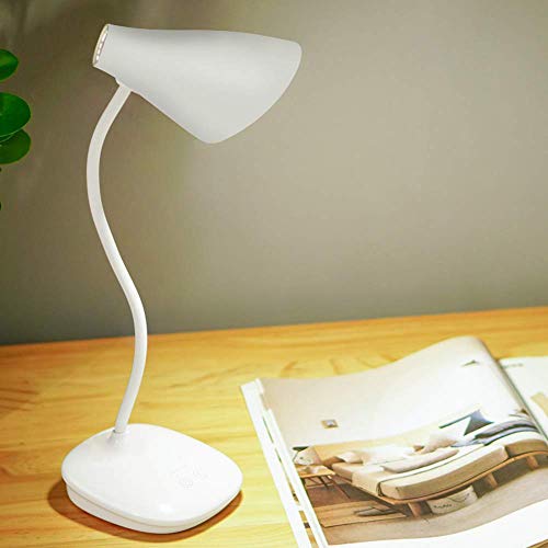 Image of IDOLESHOP Flexible Round LED Stand Flexible Modern Touch Switch Rechargeable Table Eye Care Reading Study Bed Side Study Desk Lamp (White)