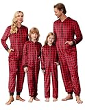 Ekouaer Christmas Matching Pajamas Onesie for Family Fleece Onesie Sleepwear Zipper Jumpsuit with Pockets