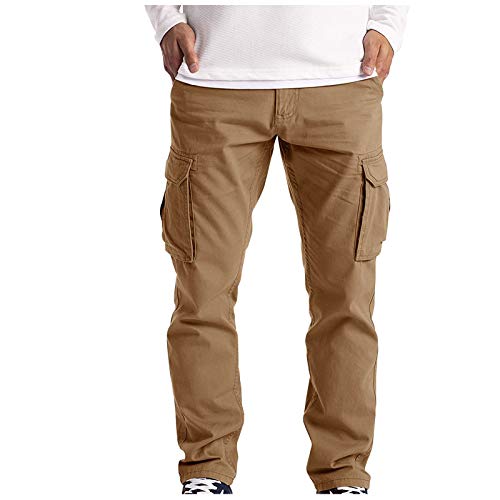 Cargo Pants Men, Mens Pants Casual Men's Cargo Trousers Work Wear Combat Safety Cargo 6 Pocket Full Pants Mens Fashion Khaki