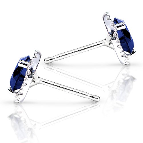 Kobelli Blue Sapphire and Diamond Earrings 1 1/2 Carat (ctw) in 14k White Gold3
