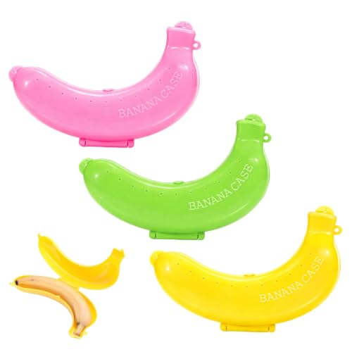 SinChic Boîtes de Rangement en Plastique,3 PCS Boîte à Banane Protectrice | Boîtes Alimentaires à Bananes Protectrices Étui Transport Rangement Stockage Conservation Fruits Boîte à Goûter Camping