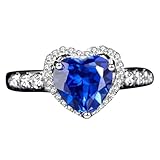 Xylara Anillo de oro para mujer 750/585/375, oro blanco, alianzas de boda para mujer, forma de corazón, con zafiro cultivado de 2,55 quilates y moissanite, tallas 47 a 65, 54 (17.2), Metal precioso