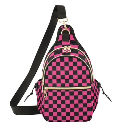 Sac à bandoulière imperméable femme pour voyage sport motif écossais violet