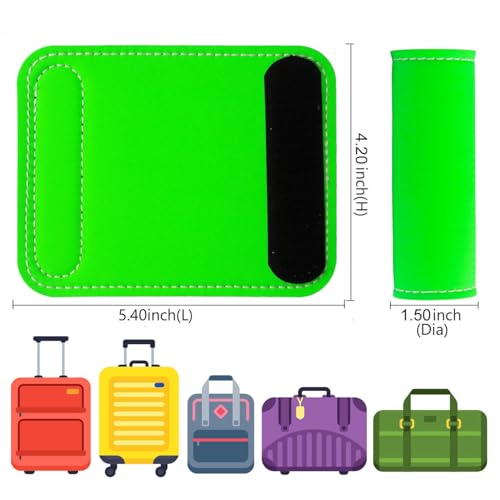 Luggage Handle Wrap-5 Pack Luggage Handle Wraps for Suitcase/Carry on/Bag/Car Neon Luggage Identfiers Travel Accessories for Luggage (Neon Green)2