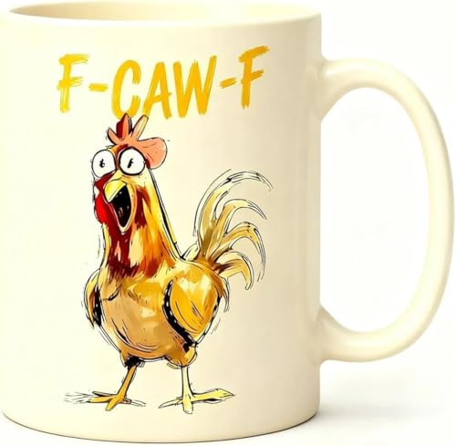 2026 Personalized Name Caw-F Rooster Coffee Mug Gift For Coworkers Friends Boss,Custom Caw-F Crazy & Angry Chicken Rooster Black Cup 12 Oz,Funny Caw Chicken Pun Coffee Cup Gift For Men Women Birthday
