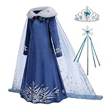 Snow Princess Costume for Girls Halloween Cosplay Winter Toddler Dress Up with Accessories Christmas Birthday Party Blue 3T