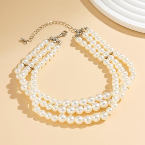 Pearl Choker Necklaces for Women Faux Pearl Necklaces Summer Layered Pearl Necklace Big Chunky Pearl Necklace Fashion Jewelry Gifts4