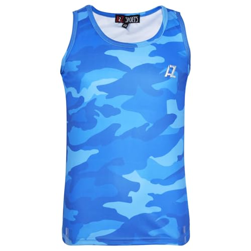 A2Z 4 Kids Boys Camouflage Sleeveless Vest Athletic Soft Feel Lightweight - Vest 008 Blue 13-14