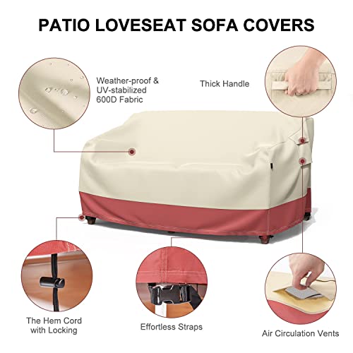 【Upgraded】 Heavy Duty 600D Patio Furniture Sofa Covers, U-Comso 2-Seater Outdoor Furniture Cover Waterproof For Sofa Loveseat Couch (60" W×34" D×30" H) #TOP2