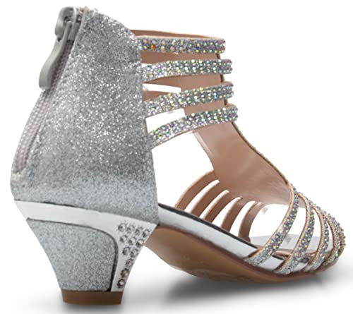 Olivia K Girl's Cute Adorable Strappy Glitter Open Toe Heel Sandals - Adjustable buckle3
