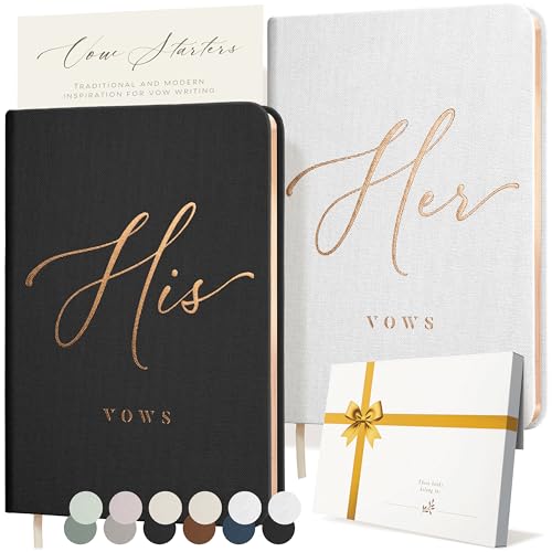 Image of ARTESORI Vow Books His and Hers - Linen Wedding Vow Books Perfect as Bride & Groom Gifts, Wedding Registry Ideas - His & Hers Gifts Wedding Vow Book - Wedding Essentials & Accessories [White & Black]