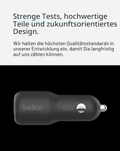 Belkin BoostCharge 2-Port-Kfz-Ladegerät, 42 W, Schnellladen mit USB-C, 30 W PPS, USB-A-Anschluss, 12 W, für Apple iPhone 16, 16 Pro… – Ansicht 5