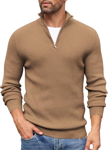 Image of DENIMHOLIC Men High Neck Zipper Full Sleeve Cotton Knitted Winter Sweater for man