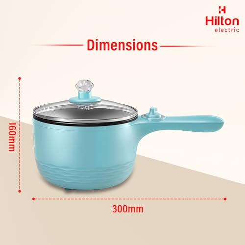 Image of Hilton Electric Pan Upgraded, Non-Stick Saute Pan, 1L Mini Electric Pot for Maggie, Cheese, Stir Fry, Roast, Steam with Power Adjustment, Perfect for Rice, Ramen, Steak, Egg Travell (Blue)