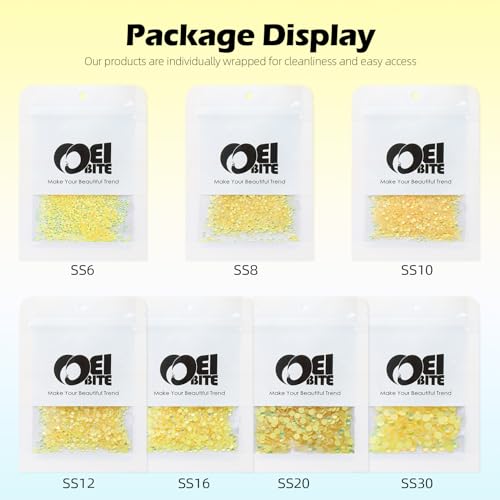 Image of F Yellow Flatback Rhinestones, Glass Rhinestones for Nail Art and Craft, Glue Fix, Loose Crystal Gemstones(F Yellow, SS8, 1440pcs, 2.3-2.5mm)