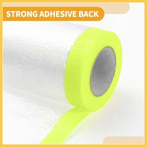 Image of 1 Pcs Universal Pre-Taped Masking Film Plastic Cover PE Film Paper White Green 55x2000cm / 65.62ftx21.65 inch Auto Replacement Parts