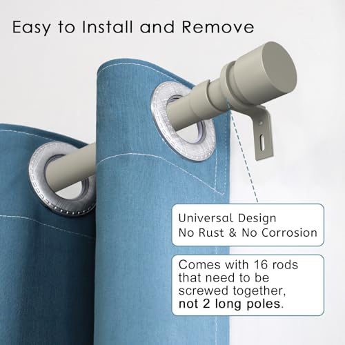 Image of Byondeth Curtain Rods for Windows 16 to 240 Inches Adjustable Length 1 Inch Diameter Window Curtain Rod with Aluminium End Cap, Brushed Nickel