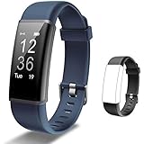 Lintelek Fitness Tracker HR, Activity Tracker with Step Counter, Heart Rate Monitor, Smart Watch with Sleep Monitor, Extra Replacement Band for Men Women Kids (Grey+ Black)