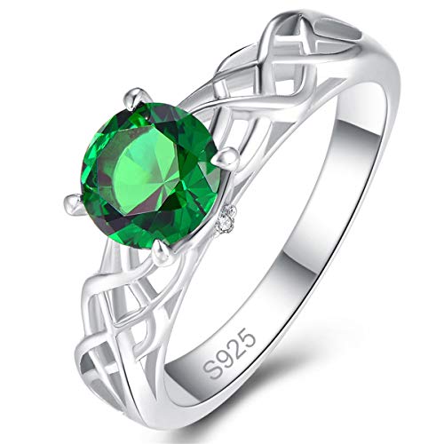 Bonlavie Promise Ring For Her Pure 925 Sterling Silver Created Green Emerald Whiter Cz Ring Size 7 #TOP29