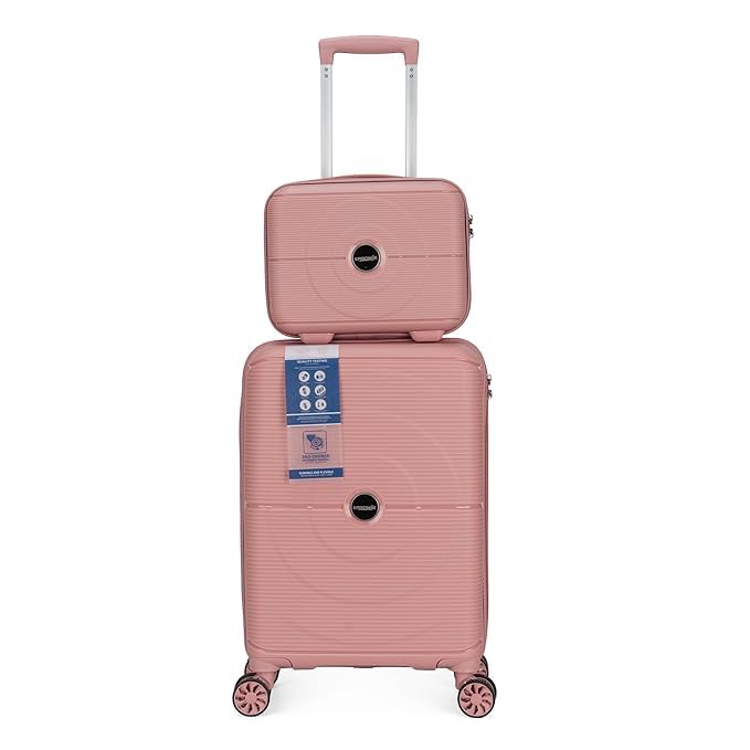 GNEY 2Pcs Travel Laguage Bag Expandable TSA Lock Medium Check-in Luggage Bag, Hardshell Suitcase Fashion-Forward, 4 Wheels Zipper Style 360 Degree Rotation Trolley Bag (Pink)