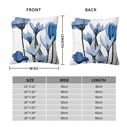 Floral Blue Tulip Throw Pillow Covers 18"X18" Decorative Square Throw Pillow Cover Cushion Covers Pillowcase, Home Decor Decorations For Sofa Couch Bed Chair Car #TOP1