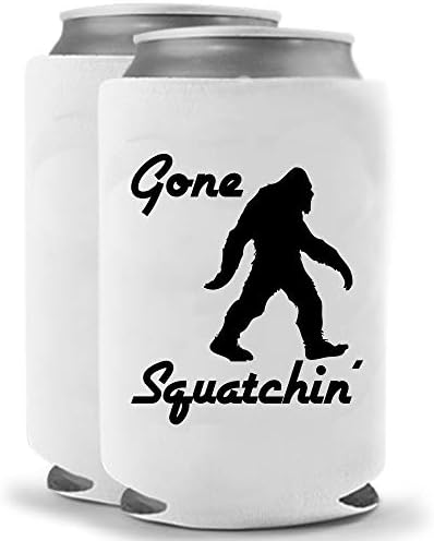 Gone Squatchin' Coolies | Set of Two (2) | Sasquatch Big Foot Gifts Funny Novelty Can Cooler Coolie Huggie - Set of two (2) | Beer Beverage Holder - Beer Gifts Home - Quality Neoprene Can Cooler