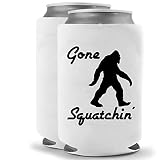 Gone Squatchin' Coolies | Set of Two (2) | Sasquatch Big Foot Gifts Funny Novelty Can Cooler Coolie