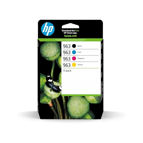HP 963 6ZC70AE, Negro, Cian, Magenta y Amarillo, Cartuchos de Tinta Originales, Pack de 4, para...