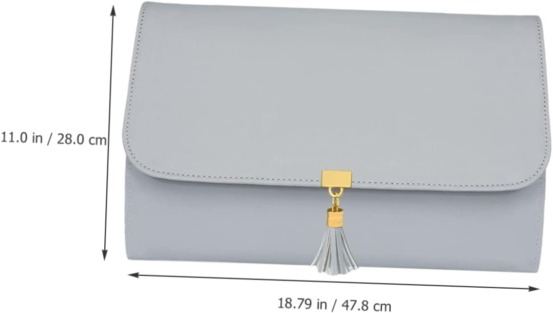 TIDTALEO Jewelry Travel Organizer Roll Portable Jewelry Storage Bag for Necklaces Earrings Multi-functional Travel Case Compact Design Grey Color