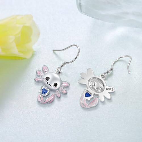 Axolotl Earrings 925 Sterling Silver Axolotl Dangle Earrings Cute Animal Jewelry Gift for Women Girl Daughter3