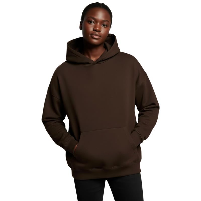 Besick Classic Solid Cotton Blend Full Sleeves Oversized Hoodies for Women