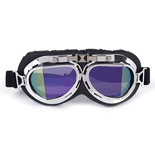 Motorcycle Goggles Vintage Pilot Style Cruiser Scooter Goggle Outdoor Sand Goggles Bike Racer Cruiser Touring Eyewear For Half Helmet (Colorful) #TOP11