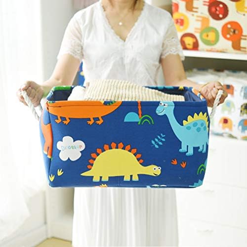 OYHOMO Storage Basket Rectangle Foldable Fabric Storage Box Dinosaur Decorative Storage Bin for Home Office Nursery, Blue, 17.7x13.8x9.8 Inches, Large