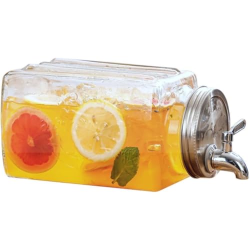 AKILER保存ボトル飲料ケトル冷たいケトルジュース保存容器飲料バケツガラスビールバケツディスペンサー防水密封容器蛇口付き冷蔵庫 (304ステンレス鋼ミキサー,3L)