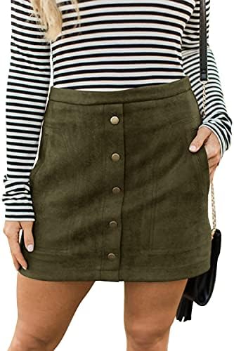 button up suede mini skirt