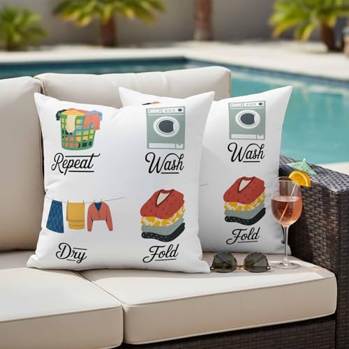 GousSanct Outdoor Pillow Covers 26x26IN Pack of 2 Repeat Wash
