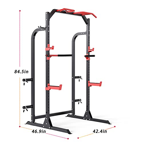 Sunhome Power Cage Squat Rack With Pull Up Bar & Dip Bar, Adjustable Power Zone Rack Stand Barbell Rack For Weight Plate And Olympic Bar Storage Home Gym #TOP6