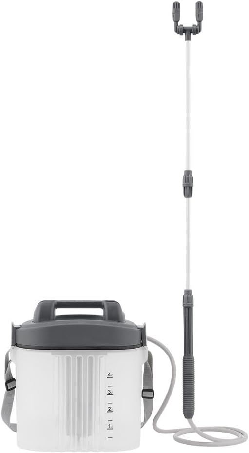 Iris Ohyama IR-4W Electric Sprayer, Battery-Powered, Dark Gray, Home Use, Transparent Tank for Visible Remaining Amount, 1.1 gal (4 L) Tank Capacity, Twin Nozzles, Adjustable Spray Angle and Fineness
