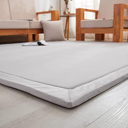 Xpnit Grote kruipmat voor baby's, koraal fluwelen vloerkleed, antislip, dikke babyspeelmat voor baby, peuters, kinderen, studeerkamer tapijt (90 x 200 cm x 2 cm, grijs) - Afbeelding 3