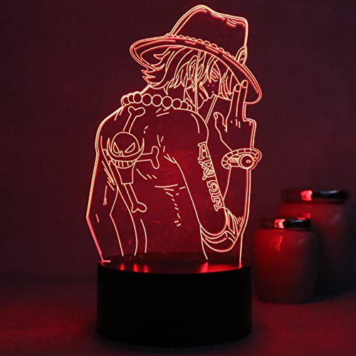 Luminária LED 3D decorativa, One Piece (Ace)