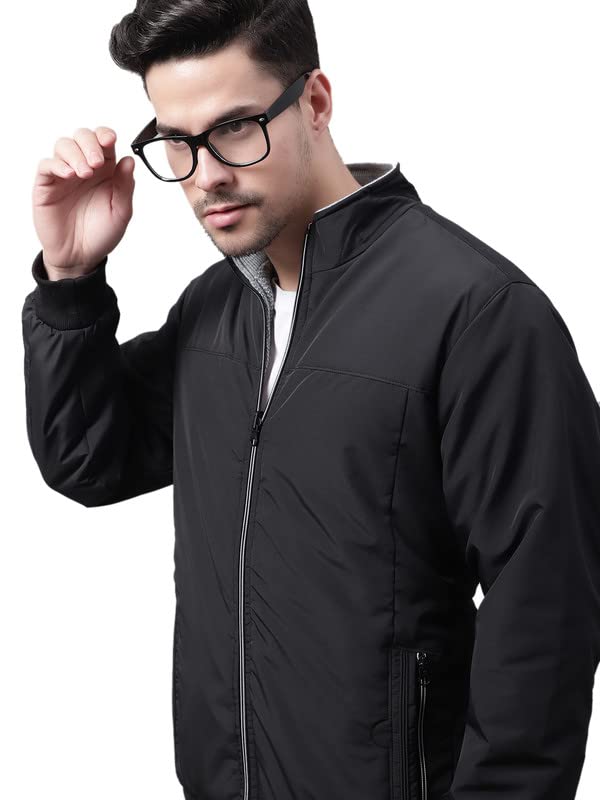 Image of Cantabil Black Winter Wear Reversible Jacket Full Sleeve for Men l Jacket for Men l Winter Wear Jacket for Men (P MJKT00124 BLACK)