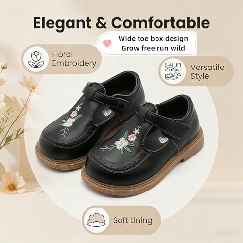 Image of Girls Mary Janes Shoes Toddler Dress Shoe School Uniform Oxford Flats | Elegance Comfort Cute Sweet Functional Sturdy Fit Widen Soft cushioned Non-slip Party Wedding Christmas Easter Gifts