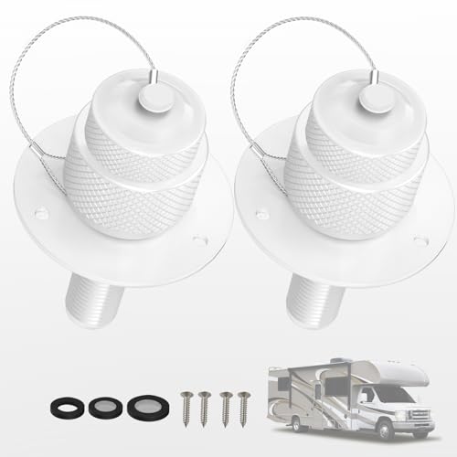 Image of 2 Pack All Metal RV City Water Inlet with Check Valve RV Water Inlet -rv Water Fill Inlet Leak Proof & Universal Fit for RV Camper Motorhome Trailer Marine -White
