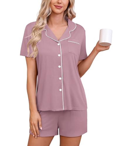 Image of HNG Pajama Sets for Women 2 Piece PJ Sets Short Sleeve Lounge Set Fashion Sleepwear XS-3XL