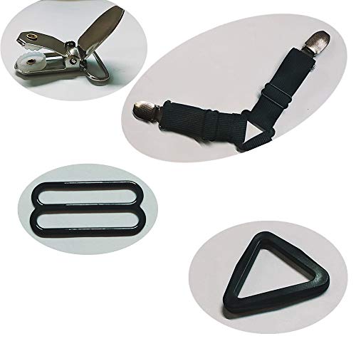 Amlrt Adjustable Bed Sheet Fasteners Suspenders,Long Adjustable Crisscross Sheet Straps,Six Sides Triangle Bed Sheet Clip(Black) #TOP3