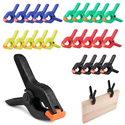 Ajxwde 25 Piezas Abrazaderas de Resorte Nylon, 2,4 Pulgadas Pinzas de Sujeción, Pinzas de Resorte de Alto Rendimiento, Resorte Abrazadera para Fondo Fotografía, DIY, Carpintería (5 Colores)